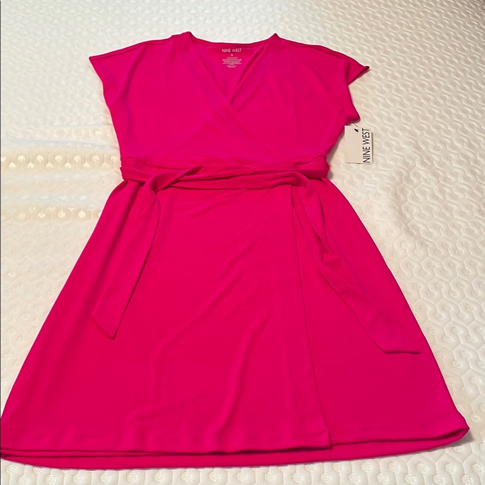 Nine West Pink Flutter Sleeve A-Line Dress
